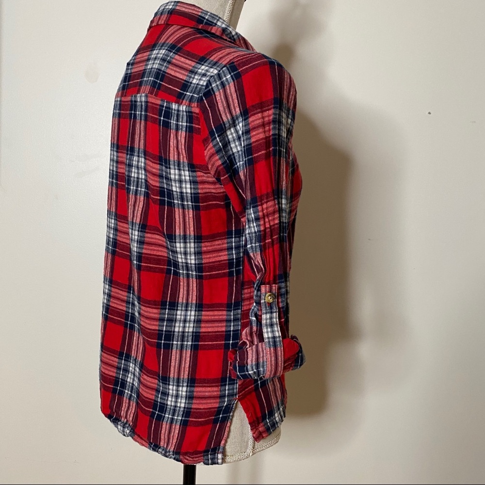 RED Plaid Flannel Tartan Button-Down Shirt - Picture 9 of 12